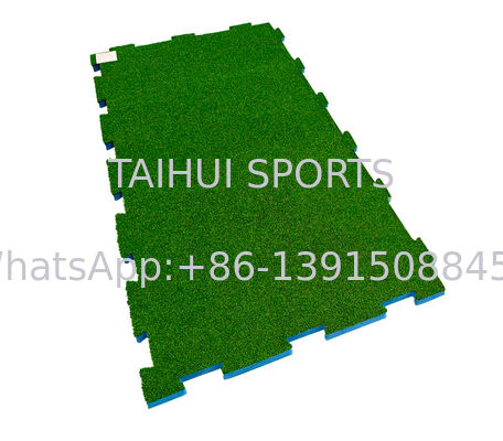 30-80 মিমি এইচআইসি / সিএফএইচ পরীক্ষিত শক শোষণকারী খেলার মাঠের শক প্যাড উচ্চ জল পারমিটিযুক্ত কৃত্রিম ঘাস পাজল প্যাড